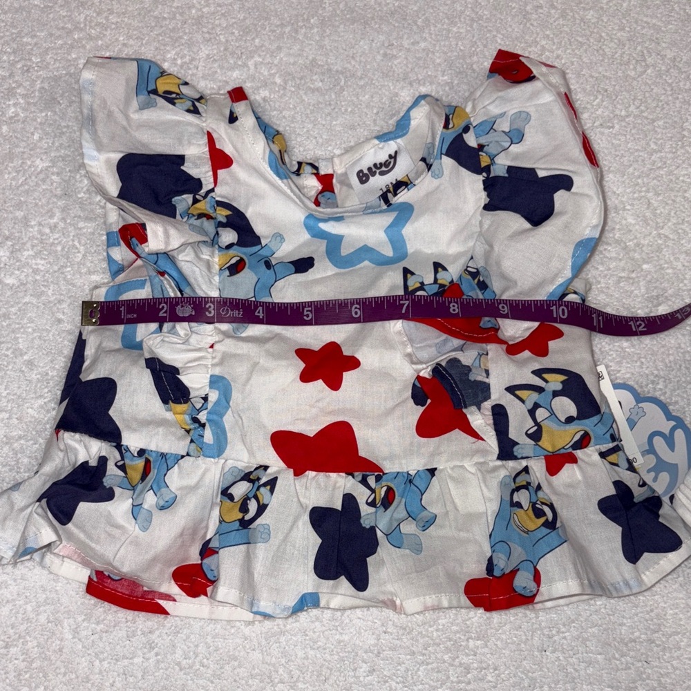Bluey Americana July 4 Star Print Matching skort and top Set nwt 18m - Picture 4 of 11